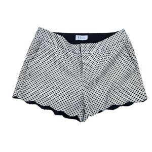 Black & White Textured High-Waisted Scalloped Hem Shorts Size 8 Elle Brand